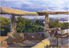 Репродукция картины "the waterwheel, javea" художника "соролья хоакин"