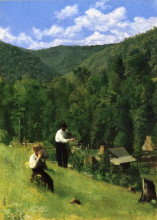 Копия картины "the farmer and his son at harvesting" художника "аншутц томас поллок"