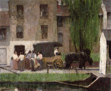 Картина "the peddler&#39;s cart on the canal, new hope" художника "спенсер роберт"