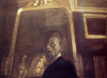 Репродукция картины "self-portrait in mirror" художника "спиллиарт леон"