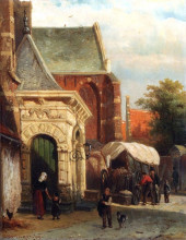 Картина "a view of the south entrance of the st. pancras church, enkhuizen" художника "спрингер корнелис"