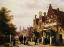 Картина "street scene with figures" художника "спрингер корнелис"