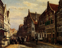 Копия картины "oudewater street at summer" художника "спрингер корнелис"