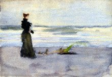 Репродукция картины "edwardian woman on the beach" художника "аншутц томас поллок"