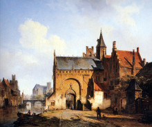 Репродукция картины "fantasy cityview of maassluis" художника "спрингер корнелис"