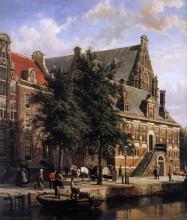 Копия картины "the oude waag at the westerkerk" художника "спрингер корнелис"