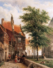 Картина "view behind the grote kerk in naarden" художника "спрингер корнелис"