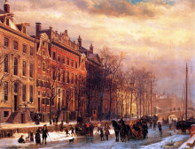 Репродукция картины "view on heerengracht in amsterdam" художника "спрингер корнелис"