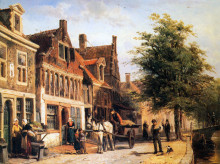 Репродукция картины "vissersdijk in enkhuizen" художника "спрингер корнелис"
