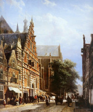 Картина "vleeschhal and grote kerk in haarlem" художника "спрингер корнелис"