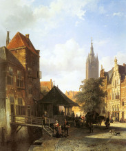 Картина "springer cornelis figures in a street in delft" художника "спрингер корнелис"
