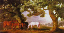 Копия картины "mares and foals in a wooded landscape" художника "стаббс джордж"