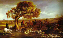 Картина "the grosvenor hunt" художника "стаббс джордж"