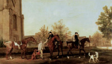Картина "the hunters leave southill" художника "стаббс джордж"