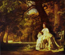 Картина "lady reading in a wooded park" художника "стаббс джордж"