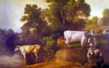 Картина "cattle by a stream" художника "стаббс джордж"