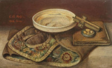 Репродукция картины "still life with christian artefacts" художника "стахи константин"