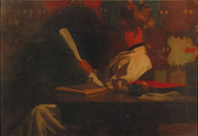 Репродукция картины "woman in an interior, reading" художника "аншутц томас поллок"