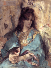 Репродукция картины "a woman seated in oriental dress" художника "стевенс альфред"
