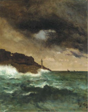 Картина "lighthouse at dusk" художника "стевенс альфред"