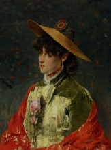 Репродукция картины "woman in a straw hat" художника "стевенс альфред"