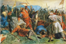 Картина "saint olav at the battle of stiklestad" художника "арбо петер николай"