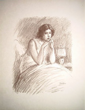 Репродукция картины "girl in a big bed" художника "стейнлен теофиль"