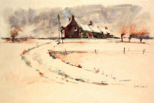 Копия картины "snow landscape" художника "стейнлен теофиль"