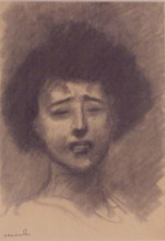 Копия картины "sad woman" художника "стейнлен теофиль"
