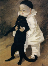 Репродукция картины "pierrot and the cat" художника "стейнлен теофиль"