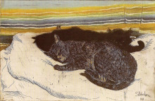 Картина "two cats" художника "стейнлен теофиль"