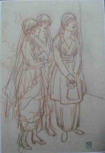 Репродукция картины "veuves d&#39;un louis sketch" художника "стейнлен теофиль"