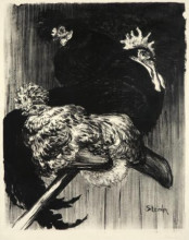 Репродукция картины "coq et poules" художника "стейнлен теофиль"