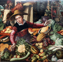 Картина "market woman at a vegetable stand" художника "артсен питер"
