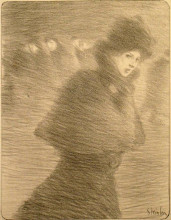 Репродукция картины "une femme qui passe" художника "стейнлен теофиль"