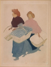 Репродукция картины "laundresses are carrying linnen" художника "стейнлен теофиль"