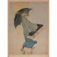 Репродукция картины "trottin sous la pluie" художника "стейнлен теофиль"