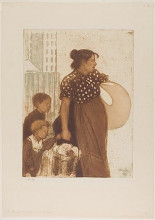 Репродукция картины "menagere et enfants rentrant du lavoir" художника "стейнлен теофиль"
