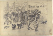 Репродукция картины "dans la vie - book cover drawing" художника "стейнлен теофиль"