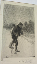 Репродукция картины "chemineau sous la pluie" художника "стейнлен теофиль"