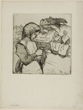 Копия картины "la tricoteuse" художника "стейнлен теофиль"