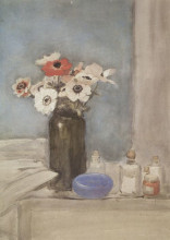 Репродукция картины "still life with anemones" художника "стейнлен теофиль"