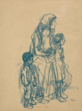 Копия картины "femme de profil et trois enfants" художника "стейнлен теофиль"