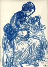 Репродукция картины "femme de trois-quarts et trois enfants" художника "стейнлен теофиль"