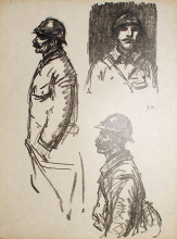 Репродукция картины "soldats- trois croquis" художника "стейнлен теофиль"