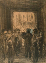 Копия картины "crowd listening to fiddler" художника "стейнлен теофиль"