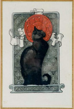Репродукция картины "black cat" художника "стейнлен теофиль"