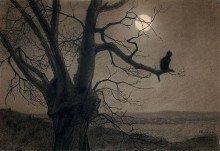 Картина "cat in the moonlight" художника "стейнлен теофиль"