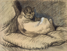 Репродукция картины "mother cat" художника "стейнлен теофиль"
