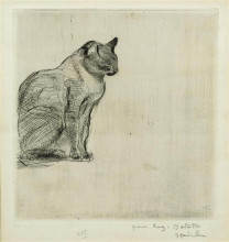 Копия картины "seated cat" художника "стейнлен теофиль"